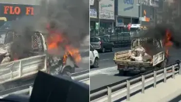 Bahçelievler'de Seyir Halindeki Kamyonet Alev Aldı