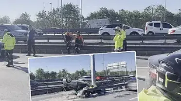 D-100 Karayolu'nda Trafik Kazası: Otomobil Takla Attı