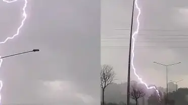 Tokat'ta Yıldırım Düşme Anı Kameraya Yansıdı