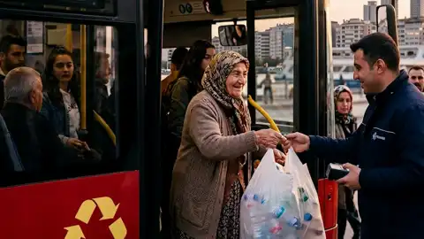 Endonezya'da Otobüse Çöple Biniyorlar
