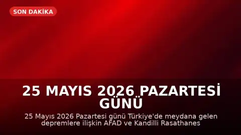 25 Mayıs 2026 Pazartesi Günü Türkiye'de Meydana Gelen Depremler: AFAD ve Kandilli Son Veriler