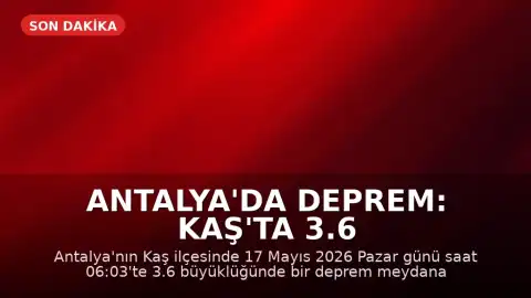 Antalya'da Deprem: Kaş'ta 3.6 Büyüklüğünde Sarsıntı