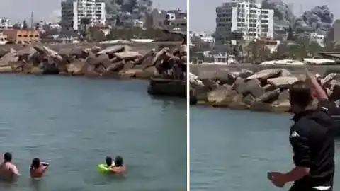 İsrail'in Lübnan'a Yönelik Hava Saldırıları Sürerken Sahilde Görüntülenen Manzara Dikkat Çekti