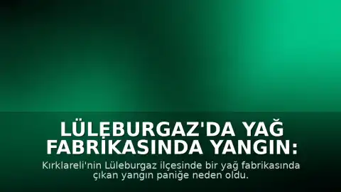 Lüleburgaz'da Yağ Fabrikasında Yangın: Ekipler Müdahale Etti
