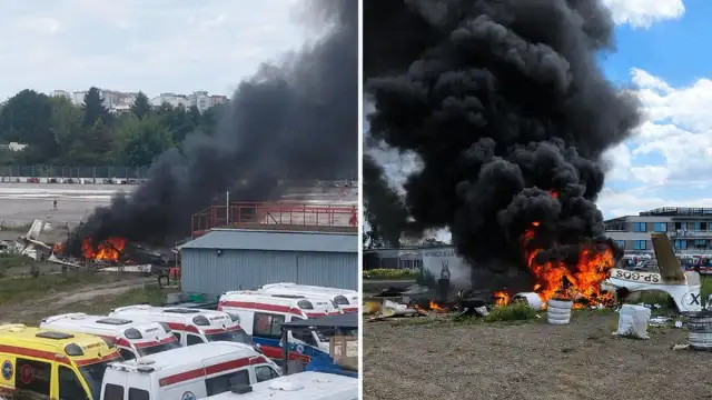 Varşova'da Hafif Uçağın Caddeye Düşmesi Sonucu 2 Kişi Öldü, 2 Kişi Yaralandı