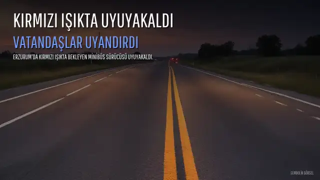 Erzurum'da Kırmızı Işıkta Uyuyakalan Sürücü Vatandaşlar Tarafından Uyandırıldı