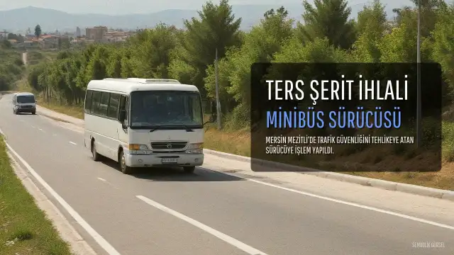 Mersin'de Ters Şeritten Giden Minibüs Sürücüsüne İşlem Yapıldı