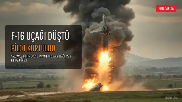 Yalova'da F-16 Uçağı Eğitim Sırasında Kaza Kırıma Uğradı: Pilot Kurtuldu