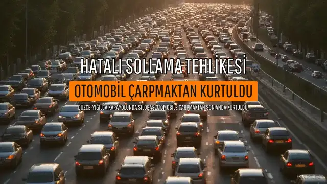 Düzce'de Silobasın Hatalı Sollaması Otomobil ile Burun Buruna Getirdi