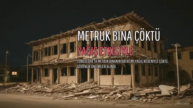 Zonguldak'ta Metruk Binanın Bir Kısmı Yağış Nedeniyle Çöktü, Çevresinde Güvenlik Önlemi Alındı