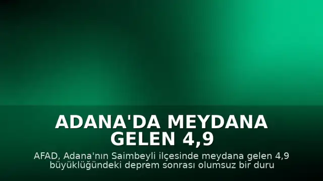 Adana'da Meydana Gelen 4,9 Büyüklüğündeki Deprem Sonrası AFAD'dan Açıklama