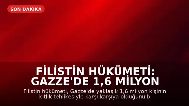 Filistin Hükümeti: Gazze'de 1,6 Milyon Kişi Kıtlık Tehlikesi Altında