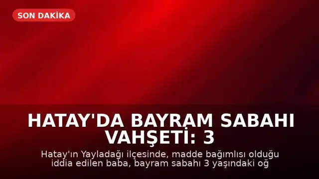 Hatay'da Bayram Sabahı Vahşeti: 3 Yaşındaki Çocuk Öldürüldü, Uzuvları Kesildiği İddia Edildi