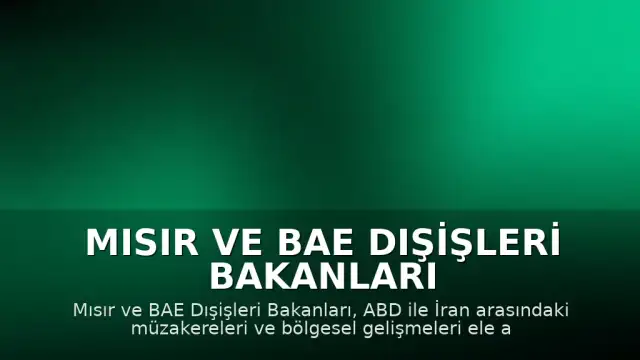 Mısır ve BAE Dışişleri Bakanları ABD-İran Müzakerelerini Değerlendirdi