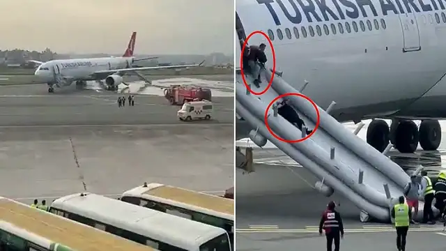 THY uçağında iniş sırasında yangın paniği: Yolcular tahliye edildi