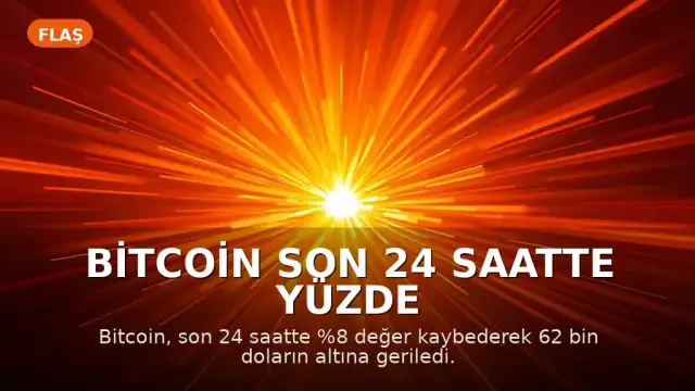 Bitcoin Son 24 Saatte Yüzde 8 Değer Kaybetti, 62 Bin Dolar Seviyesinin Altına Geriledi