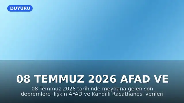 08 Temmuz 2026 AFAD ve Kandilli Verileri: Son Depremler Hakkında Bilgilendirme