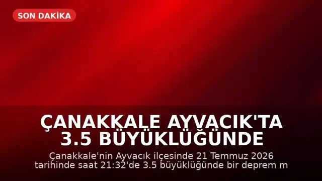 Çanakkale Ayvacık'ta 3.5 Büyüklüğünde Deprem Meydana Geldi