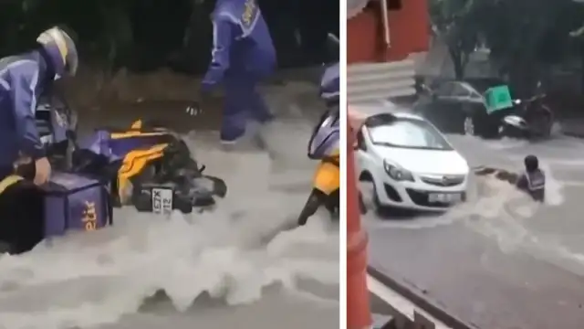 İstanbul Çekmeköy'de Şiddetli Sağanak Sel Getirdi: Motokuryeler Akıntıya Kapıldı