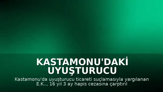 Kastamonu'daki Uyuşturucu Operasyonu Davasında Karar: Bir Sanığa 16 Yıl 3 Ay Hapis