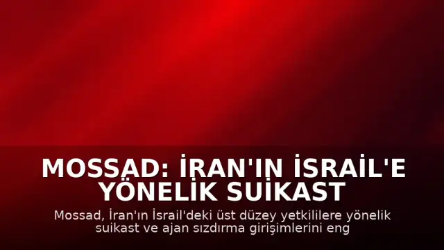 Mossad: İran'ın İsrail'e yönelik suikast girişimi engellendi