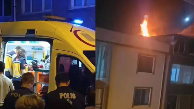 İstanbul'da 5 Katlı Binanın Çatısında Çıkan Yangında B.K. Dumandan Etkilendi