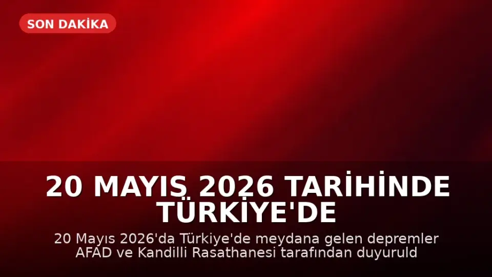 20 Mayıs 2026 Tarihinde Türkiye'de Meydana Gelen Depremler: AFAD ve Kandilli Verileri