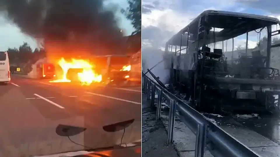 Antalya-İstanbul seferi yapan otobüs otoyolda alev aldı