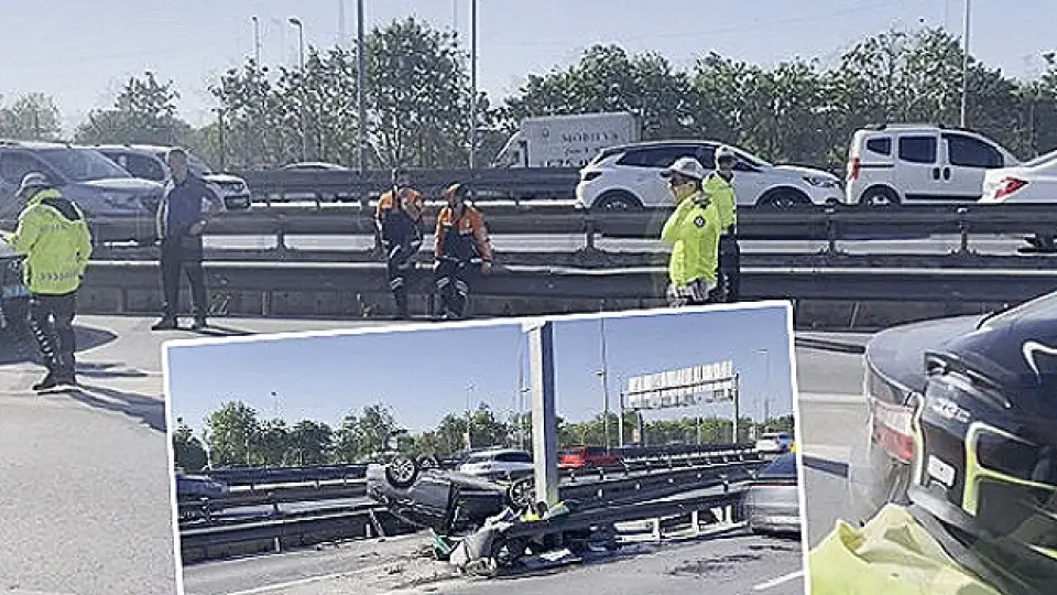 D-100 Karayolu'nda Trafik Kazası: Otomobil Takla Attı
