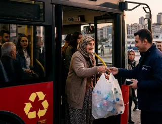 Endonezya'da Otobüse Çöple Biniyorlar