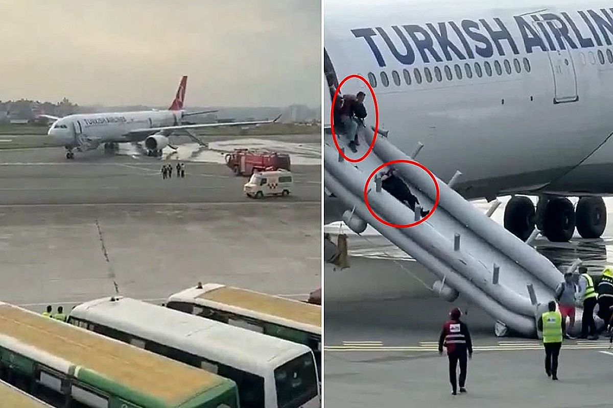 THY uçağında iniş sırasında yangın paniği: Yolcular tahliye edildi