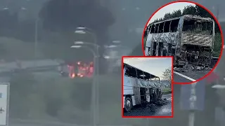 Tuzla TEM Otoyolu'nda Tur Otobüsünde Yangın: 43 Yolcu Tahliye Edildi